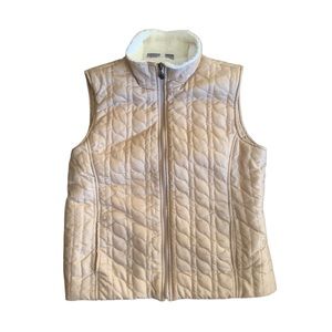 Laura Scott Quilted Vest Full Zip Cream/Tan Vest Women’s Size Large